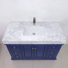 Load image into Gallery viewer, Altair Vanity Altair Jardin 48&quot; Single Bathroom Vanity Set in Jewelry Blue or White Finish and Carrara White Marble Countertop