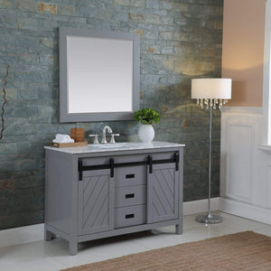 Altair Vanity Altair Kinsley 48" Single Bathroom Vanity Set in Gray or White Finish and Carrara White Marble Countertop with Mirror