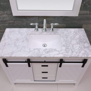 Altair Vanity Altair Kinsley 48" Single Bathroom Vanity Set in Gray or White Finish and Carrara White Marble Countertop with Mirror