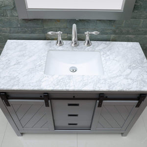 Altair Vanity Altair Kinsley 48" Single Bathroom Vanity Set in Gray or White Finish and Carrara White Marble Countertop with Mirror