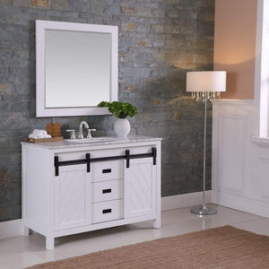 Altair Vanity Altair Kinsley 48" Single Bathroom Vanity Set in Gray or White Finish and Carrara White Marble Countertop with Mirror