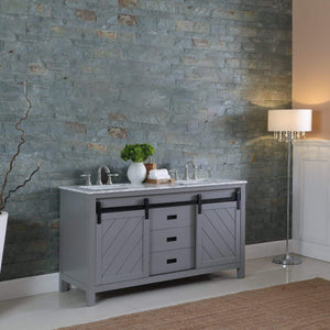 Altair Vanity Altair Kinsley 60" Double Bathroom Vanity Set in Gray or White Finish and Carrara White Marble Countertop