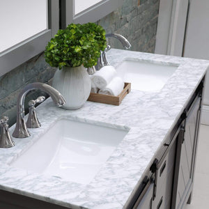 Altair Vanity Altair Kinsley 60" Double Bathroom Vanity Set in Gray or White Finish and Carrara White Marble Countertop