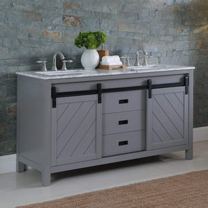 Altair Vanity Altair Kinsley 60" Double Bathroom Vanity Set in Gray or White Finish and Carrara White Marble Countertop