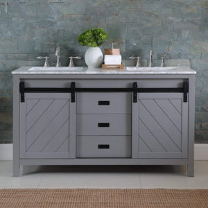 Altair Vanity Altair Kinsley 60" Double Bathroom Vanity Set in Gray or White Finish and Carrara White Marble Countertop