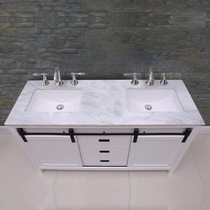 Altair Vanity Altair Kinsley 60" Double Bathroom Vanity Set in Gray or White Finish and Carrara White Marble Countertop