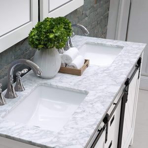 Altair Vanity Altair Kinsley 60" Double Bathroom Vanity Set in Gray or White Finish and Carrara White Marble Countertop