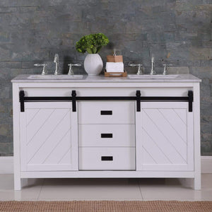 Altair Vanity Altair Kinsley 60" Double Bathroom Vanity Set in Gray or White Finish and Carrara White Marble Countertop