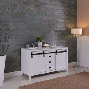 Altair Vanity Altair Kinsley 60" Double Bathroom Vanity Set in Gray or White Finish and Carrara White Marble Countertop