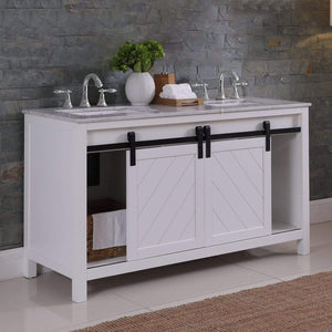 Altair Vanity Altair Kinsley 60" Double Bathroom Vanity Set in Gray or White Finish and Carrara White Marble Countertop