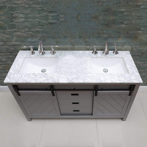 Altair Vanity Altair Kinsley 60" Double Bathroom Vanity Set in Gray or White Finish and Carrara White Marble Countertop