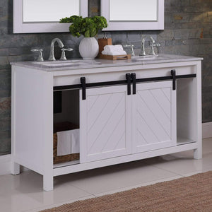 Altair Vanity Altair Kinsley 60" Double Bathroom Vanity Set in Gray or White Finish and Carrara White Marble Countertop with Mirror