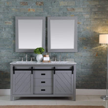 Load image into Gallery viewer, Altair Vanity Altair Kinsley 60&quot; Double Bathroom Vanity Set in Gray or White Finish and Carrara White Marble Countertop with Mirror