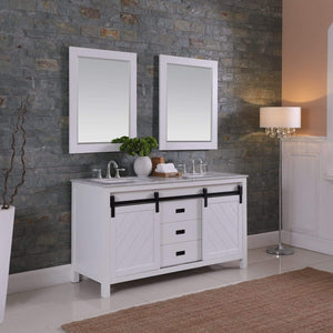 Altair Vanity Altair Kinsley 60" Double Bathroom Vanity Set in Gray or White Finish and Carrara White Marble Countertop with Mirror