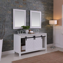 Load image into Gallery viewer, Altair Vanity Altair Kinsley 60&quot; Double Bathroom Vanity Set in Gray or White Finish and Carrara White Marble Countertop with Mirror