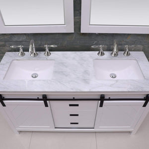 Altair Vanity Altair Kinsley 60" Double Bathroom Vanity Set in Gray or White Finish and Carrara White Marble Countertop with Mirror