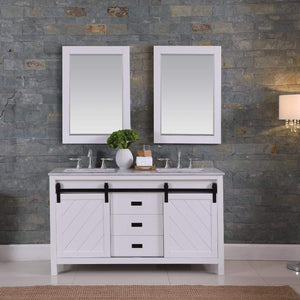 Altair Vanity Altair Kinsley 60" Double Bathroom Vanity Set in Gray or White Finish and Carrara White Marble Countertop with Mirror