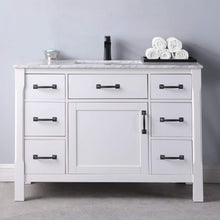 Load image into Gallery viewer, Altair Vanity Altair Maribella 48&quot; Single Bathroom Vanity Set in White or Rust Black Finish and Carrara White Marble Countertop