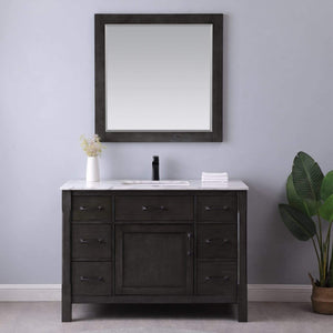 Altair Vanity Altair Maribella 48" Single Bathroom Vanity Set in White or Rust Black Finish and Carrara White Marble Countertop With Mirror