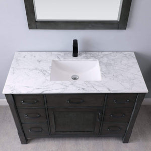 Altair Vanity Altair Maribella 48" Single Bathroom Vanity Set in White or Rust Black Finish and Carrara White Marble Countertop With Mirror