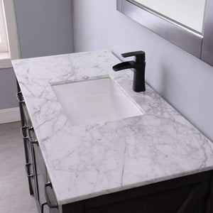 Altair Vanity Altair Maribella 48" Single Bathroom Vanity Set in White or Rust Black Finish and Carrara White Marble Countertop With Mirror