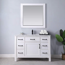 Load image into Gallery viewer, Altair Vanity Altair Maribella 48&quot; Single Bathroom Vanity Set in White or Rust Black Finish and Carrara White Marble Countertop With Mirror