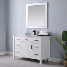 Load image into Gallery viewer, Altair Vanity Altair Maribella 48&quot; Single Bathroom Vanity Set in White or Rust Black Finish and Carrara White Marble Countertop With Mirror