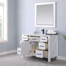 Load image into Gallery viewer, Altair Vanity Altair Maribella 48&quot; Single Bathroom Vanity Set in White or Rust Black Finish and Carrara White Marble Countertop With Mirror