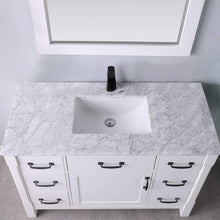 Load image into Gallery viewer, Altair Vanity Altair Maribella 48&quot; Single Bathroom Vanity Set in White or Rust Black Finish and Carrara White Marble Countertop With Mirror