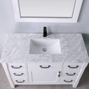 Altair Vanity Altair Maribella 48" Single Bathroom Vanity Set in White or Rust Black Finish and Carrara White Marble Countertop With Mirror