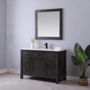 Altair Vanity Altair Maribella 48" Single Bathroom Vanity Set in White or Rust Black Finish and Carrara White Marble Countertop With Mirror