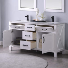 Load image into Gallery viewer, Altair Vanity Altair Maribella 60&quot; Double Bathroom Vanity Set in White or Rust Black Finish and Carrara White Marble Countertop With Mirror