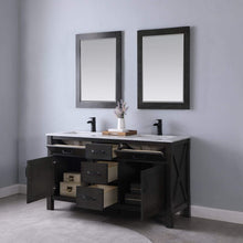 Load image into Gallery viewer, Altair Vanity Altair Maribella 60&quot; Double Bathroom Vanity Set in White or Rust Black Finish and Carrara White Marble Countertop With Mirror
