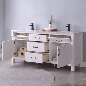 Altair Vanity Altair Maribella 72" Double Bathroom Vanity Set in White or Rust Black Finish and Carrara White Marble Countertop