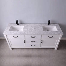 Load image into Gallery viewer, Altair Vanity Altair Maribella 72&quot; Double Bathroom Vanity Set in White or Rust Black Finish and Carrara White Marble Countertop