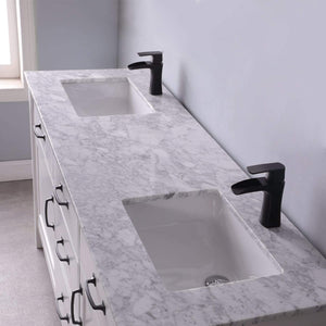 Altair Vanity Altair Maribella 72" Double Bathroom Vanity Set in White or Rust Black Finish and Carrara White Marble Countertop