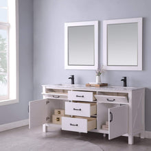 Load image into Gallery viewer, Altair Vanity Altair Maribella 72&quot; Double Bathroom Vanity Set in White or Rust Black Finish and Carrara White Marble Countertop With Mirror