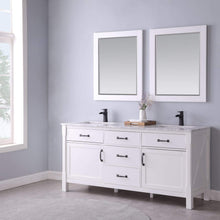 Load image into Gallery viewer, Altair Vanity Altair Maribella 72&quot; Double Bathroom Vanity Set in White or Rust Black Finish and Carrara White Marble Countertop With Mirror