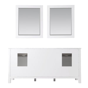 Altair Vanity Altair Maribella 72" Double Bathroom Vanity Set in White or Rust Black Finish and Carrara White Marble Countertop With Mirror