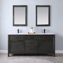 Load image into Gallery viewer, Altair Vanity Altair Maribella 72&quot; Double Bathroom Vanity Set in White or Rust Black Finish and Carrara White Marble Countertop With Mirror