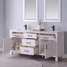 Load image into Gallery viewer, Altair Vanity Altair Maribella 72&quot; Double Bathroom Vanity Set in White or Rust Black Finish and Carrara White Marble Countertop With Mirror