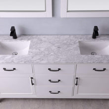 Load image into Gallery viewer, Altair Vanity Altair Maribella 72&quot; Double Bathroom Vanity Set in White or Rust Black Finish and Carrara White Marble Countertop With Mirror