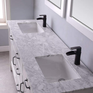 Altair Vanity Altair Maribella 72" Double Bathroom Vanity Set in White or Rust Black Finish and Carrara White Marble Countertop With Mirror