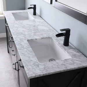 Altair Vanity Altair Maribella 72" Double Bathroom Vanity Set in White or Rust Black Finish and Carrara White Marble Countertop With Mirror