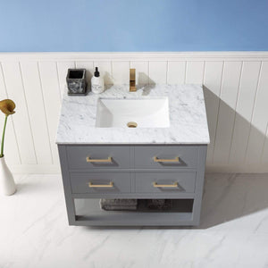 Altair Vanity Altair Remi 36" Single Bathroom Vanity Set in Gray, White or Royal Blue Finish and Carrara White Marble Countertop