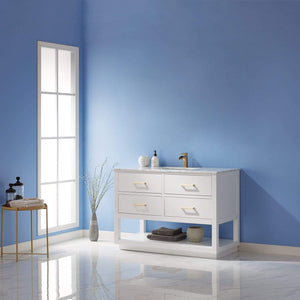 Altair Vanity Altair Remi 48" Single Bathroom Vanity Set in Gray, White or Royal Blue Finish and Carrara White Marble Countertop