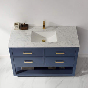 Altair Vanity Altair Remi 48" Single Bathroom Vanity Set in Gray, White or Royal Blue Finish and Carrara White Marble Countertop