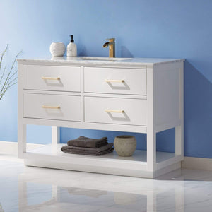 Altair Vanity Altair Remi 48" Single Bathroom Vanity Set in Gray, White or Royal Blue Finish and Carrara White Marble Countertop