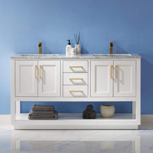 Load image into Gallery viewer, Altair Vanity Altair Remi 60&quot; Double Bathroom Vanity Set in Gray, White or Royal Blue Finish and Carrara White Marble Countertop