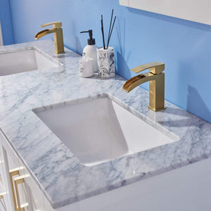 Altair Vanity Altair Remi 60" Double Bathroom Vanity Set in Gray, White or Royal Blue Finish and Carrara White Marble Countertop